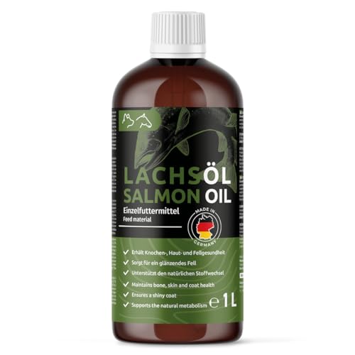 Greenpet Lachsöl für Hunde & Pferde 1 Liter - Omega 3 Natur Fischöl für vitale Haut & glänzendes Fell, norwegisches Lachs-Öl für Fellglanz & Fellpflege, Futteröl mit hoher Akzeptanz von GreenPet