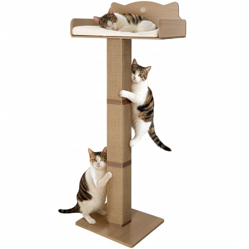 Katzenfensterstange mit Kratzbaum, Katzen Hängematte für Fenster mit 3 Saugnäpfen, Sisal Hoch Katzenkratzbaum mit extra großer Sitzstange, Katzen Fensterbett mit flauschigem Kissen, Jute Katzenfensterstange mit Kratzbaum, Katzen Hängematte für Fenster mit 3 Saugnäpfen, Sisal Hoch Katzenkratzbaum mit extra großer Sitzstange, Katzen Fensterbett mit flauschigem Kissen, Jute von GreenPetopia