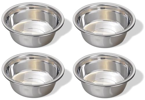 Greendale - Edelstahl-Metall-Hundenäpfe – perfekt für Hundefutter, Wasser und als Ersatznäpfe für erhöhte Ständer (Edelstahl (2 Tassen) – 4 Stück von Greendale