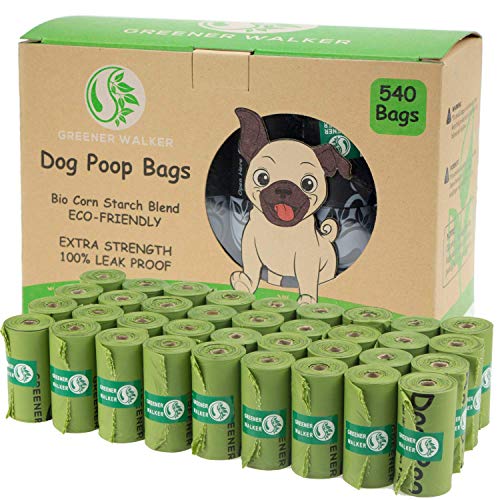 Greener Walker Hundekotbeutel biologisch abbaubare-540 Stück,extra groß,dick und stark,100% tropfsichere Hundetüten (Grün) von Greener Walker