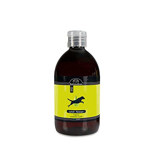 Greenhound Schecker - 100% Lachsöl aus Norwegen - 500ml - hochwertiges Öl vom norwegischen Lachs mit 84,5% ungesättigte Fettsäuren von Greenhound