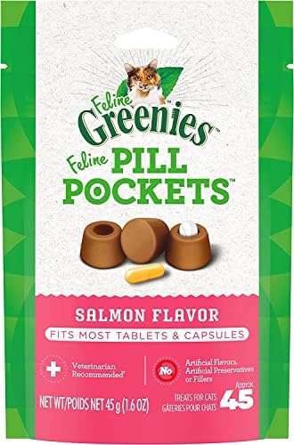Feline Greenies Pill Pockets Salmon 45 Count 1.6 oz 3 Pack for Cat Medicine von Greenies