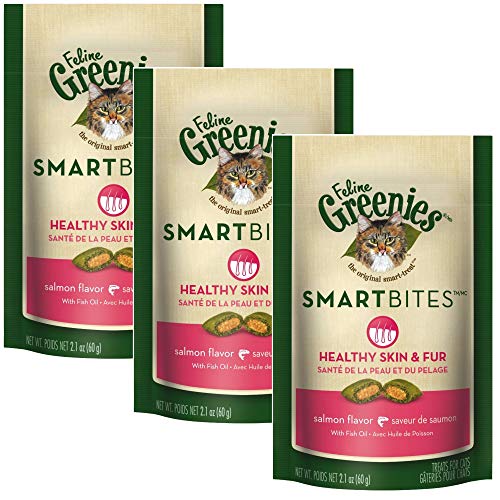 Feline Greenies Smartbites Healthy Skin & Fur 2.1 oz Salmon 3 PACK Cat Treats von Greenies
