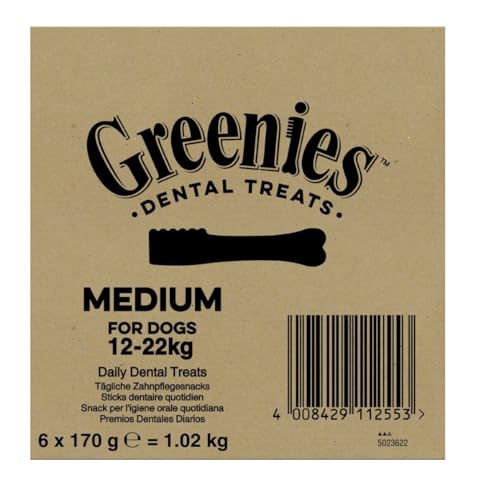 GREENIES Dental Treats Medium für Hunde von 12-22kg, 6 x 170g GREENIES Dental Treats Medium für Hunde von 12-22kg, 6 x 170g von Greenies
