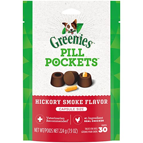 Greenies Pillentaschen für Hunde, Kapselgröße, natürlich, weich, Hickory-Rauchgeschmack, 224 ml, 30 Stück von Greenies