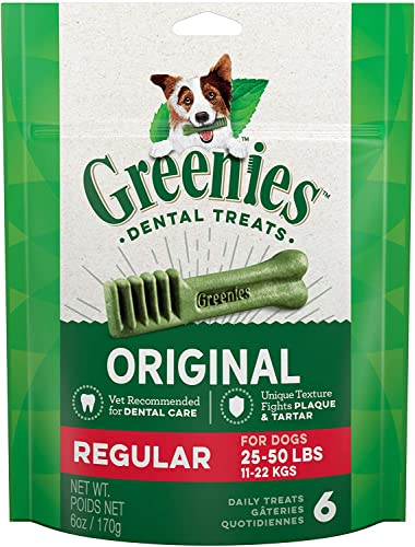 Greenies (4 Pack) Dental Treats Original for Regular Dogs 25-50 Pounds. 6-Count von Greenies