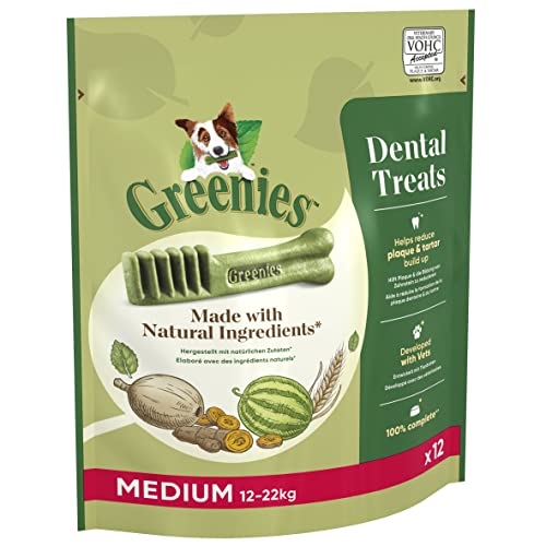 Greenies Dental Treats Medium Zahnpflegesnacks für mittelgroße Hunde (12–22kg), 340g (1 Packung) – Hundeleckerlis zur täglichen Zahnreinigung von Greenies