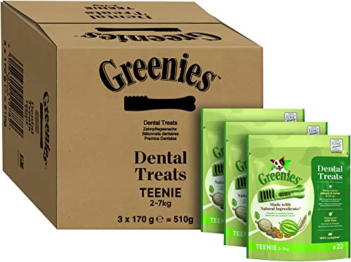 Greenies Dental Treats Original Teenie – Zahnpflegesnacks für sehr kleine Hunde von 2-7 kg – Hundeleckerli zur täglichen Zahnreinigung – 3er Pack – 3 x 170 g von Greenies