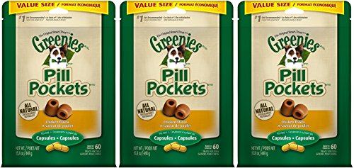 Greenies Dog Pill Pockets Capsule Chicken Flavor 60 Count - Pack of 3 von Greenies