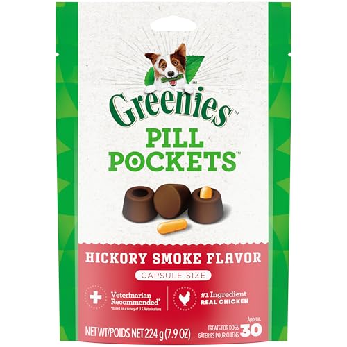 Greenies Pillentaschen für Hunde, Kapselgröße, natürlich, weich, Hickory-Rauchgeschmack, 224 ml, 30 Stück Greenies Pillentaschen für Hunde, Kapselgröße, natürlich, weich, Hickory-Rauchgeschmack, 224 ml, 30 Stück von Greenies