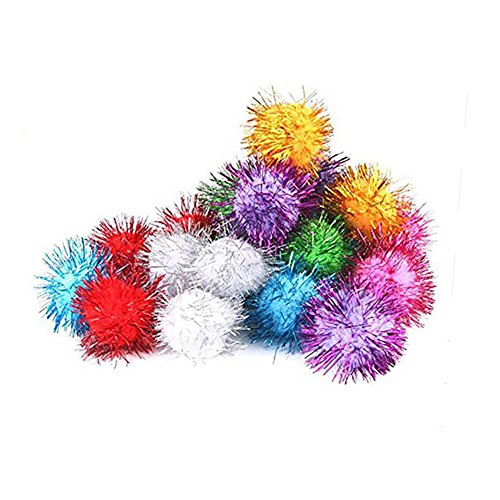 100 Vogel Papagei Eichhörnchen Hamster Glitzer Flitter Pompon Bälle Decor senden zufällige Farbe von Greenlans