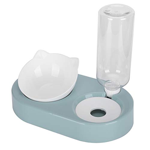 Double Cat Bowls Automatischer Wasserspender und Lebensmittelfutter mit Spritzsicherem Design 500 Ml Kapazität für Katzen (Green) von Greensen