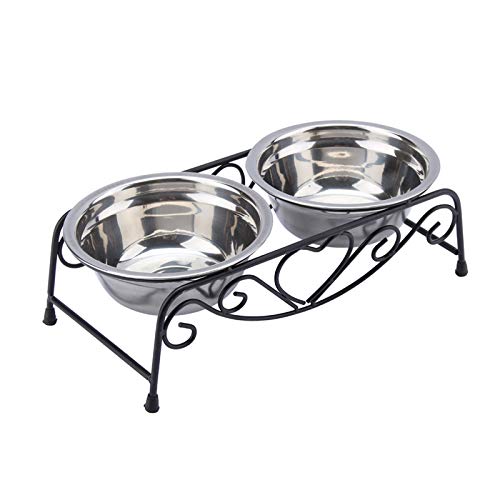 Futternapf Hundenapf Katzenapf Erhöhte Fressnapf Metallhalter mit 2 Edelstahl-Schüsseln Futter-Wasser-Napfset für Katzen und Kleine Hunde 10.2 x 5.5 x 3.3 Futternapf Hundenapf Katzenapf Erhöhte Fressnapf Metallhalter mit 2 Edelstahl-Schüsseln Futter-Wasser-Napfset für Katzen und Kleine Hunde 10.2 x 5.5 x 3.3 von Greensen