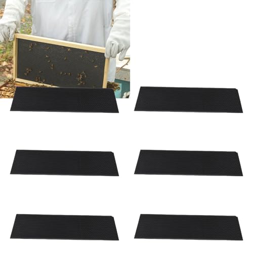 Greensen 6 Stück Bienenstock Fundamentplatten, Bienenwachsplatten für die Imkerei ABS Bienenstockausrüstung 16,7x4,9 Zoll mit Fester Flexibler Design für Wabenwachs Extraktion von Greensen