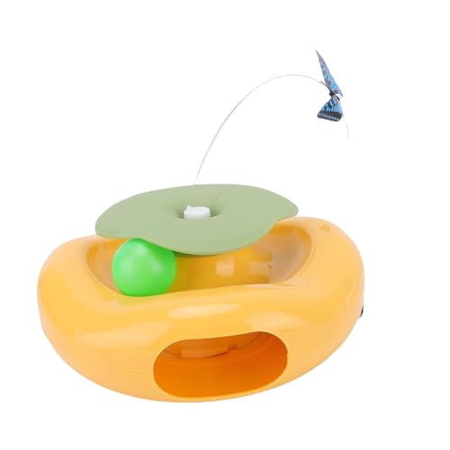 Greensen Automatisches Rotierendes Katzen-Spielzeug, Flatterstab-Katzen-Spielzeug Interaktiver Teaser mit Abnehmbarem Stab für Alle Katzengrößen Sicheres Kunststoffmaterial von Greensen
