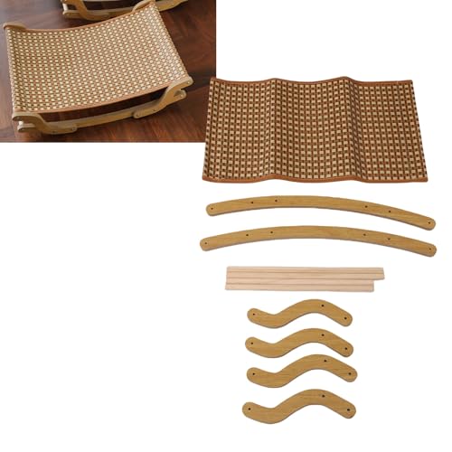 Greensen Erhöhtes Haustier-Hängemattenbett, Höhenverstellbares Katzenbett mit Abnehmbarer Waschbarer Kühlmatte für Katzen und Kleine Hunde, Kiefernholz Rattan 21,26 X 14,17 X 6,10 Zoll von Greensen