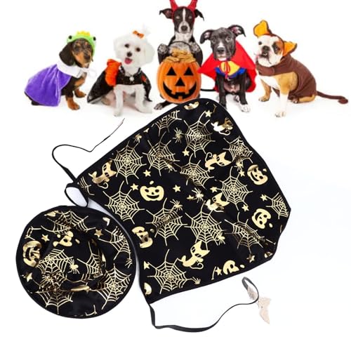Greensen Halloween Haustier Kostüm Set, Spinnennetz Umhang & Hut Verstellbar mit Leine für Katzen Hunde Festtagsfeiern Greensen Halloween Haustier Kostüm Set, Spinnennetz Umhang & Hut Verstellbar mit Leine für Katzen Hunde Festtagsfeiern von Greensen