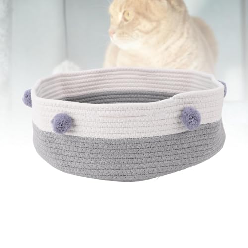 Greensen Katzen Kratz Bett aus Baumwoll Seil, Hand Gestricktes Katzen Bett, Stabil und Robustes Katzen Schlafbett, Passend für Verschiedene Innendekoration Stile (Grey) von Greensen