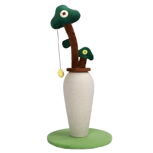 Greensen Katzenkratzbaum, Kratzbaum für Katzen Sisal Kratzpfahl 33 Zoll Hoch Money Tree Design mit Interaktiver Ballspur für Hauskatzen Erwachsene Kätzchen von Greensen