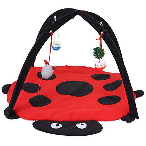 Greensen Katzenspielzeug Spielmatte Hund Katze Mobile Aktivität Spiel Mat mit 4 verschiedenen Spielzeugen Katzenspielzeug Katzenbett Katzenzelt Katzenkissen Tierbett von Greensen