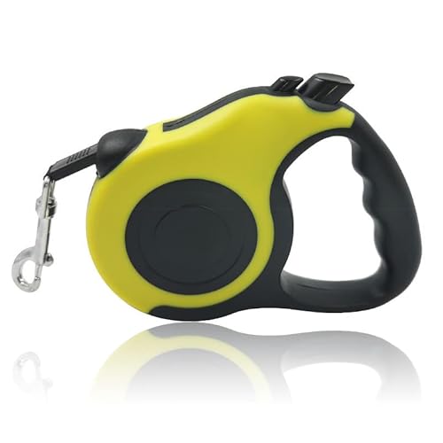 Haustier-Sicherheitsgurt Hundeleine Retractable Hundeleine mit Knopfkontrolle, Bequemer Griff für Spaziergänge Training Laufen Haustiere Unter 33lb 16,4ft (Yellow) von Greensen