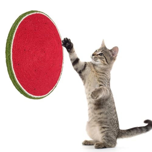 Niedliche Katzenkratzern -Wassermelone -Form Niedes Katzenkratzpad, Wandkatze Kratzermatte mit Saugbecher, Bestehend aus Verschleiß Widerstehen Jute von Greensen