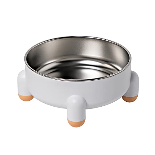 Pet Bowl Hundefutter Schüssel Katzenfutter Schüssel Edelstahl 4 -legierte Basis Abnehmbares Design Großer Kapazität Leicht zu Reinigen mit Erhöhter Basis für Innenhüter (White) von Greensen