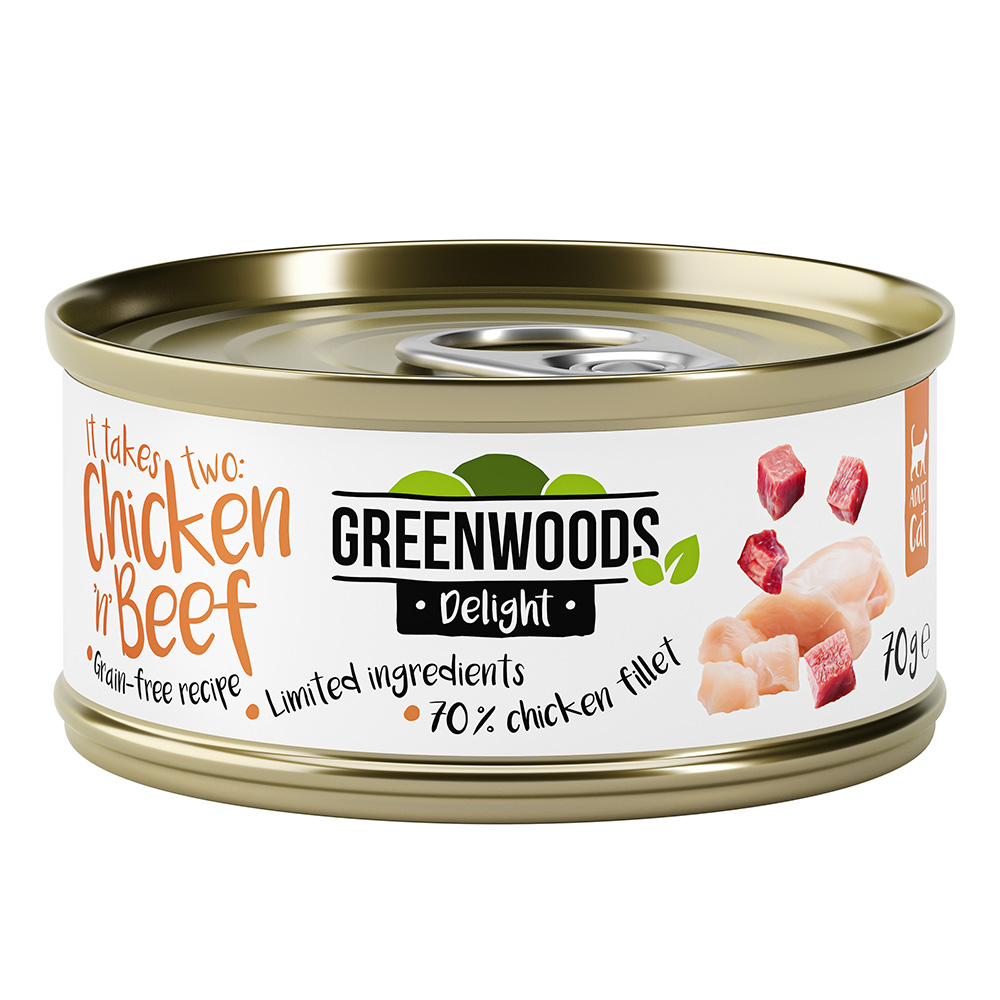 Greenwoods Delight Hühnerfilet mit Rind - Sparpaket: 24 x 70 g von Greenwoods