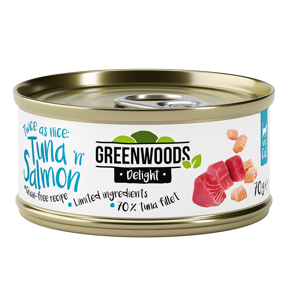 Greenwoods Delight Thunfischfilet mit Lachs - Sparpaket: 48 x 70 g von Greenwoods