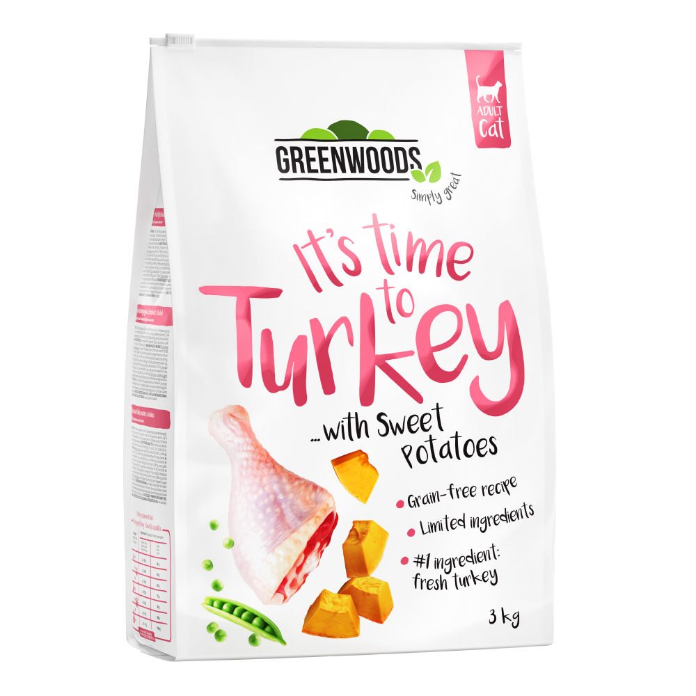 Sparpaket Greenwoods Adult 3 x 3 kg - Pute mit Süßkartoffeln, Erbsen und Kürbis von Greenwoods