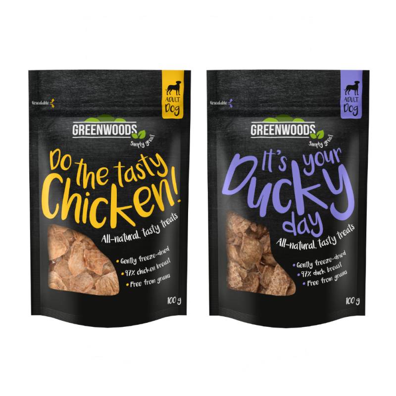 Sparpaket Greenwoods Nuggets 5 x 100 g - Mixpaket: 3 x Huhn & 2 x Ente Sparpaket Greenwoods Nuggets 5 x 100 g - Mixpaket: 3 x Huhn & 2 x Ente von Greenwoods