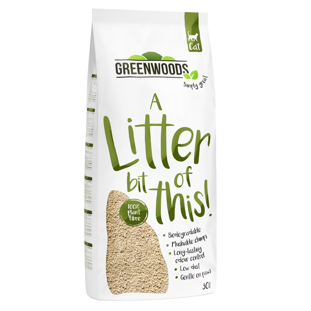 Sparpaket Greenwoods klumpende Katzenstreu Pflanzenfaser-Klumpstreu 2 x 30 l Sparpaket Greenwoods klumpende Katzenstreu Pflanzenfaser-Klumpstreu 2 x 30 l von Greenwoods