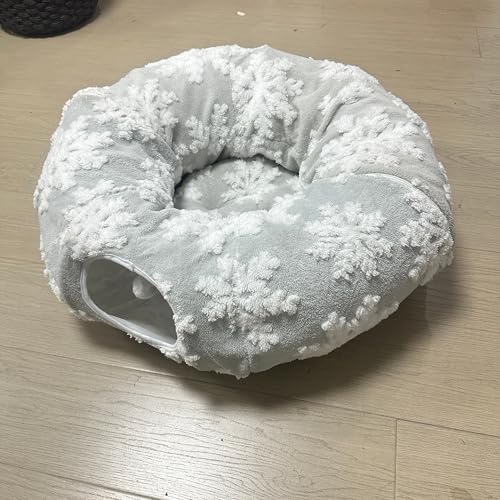 Grelife Katzentunnelbett für Indoor-Katzen, 2-in-1-Spieltunnel & gemütliches Bett, mit waschbarem Premium-Shu-Samt, rutschfester Boden, abnehmbares Kissen, perfekt für Katzen, Kätzchen, kleine von Grelife