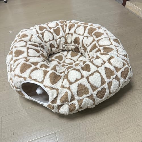 Grelife Katzentunnelbett für Indoor-Katzen, 2-in-1-Spieltunnel & gemütliches Bett, mit waschbarem Premium-Shu-Samt, rutschfester Boden, abnehmbares Kissen, perfekt für Katzen, Kätzchen, kleine von Grelife
