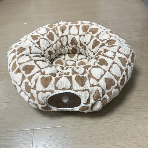 Grelife Katzentunnelbett für Indoor-Katzen, 2-in-1-Spieltunnel & gemütliches Bett, mit waschbarem Premium-Shu-Samt, rutschfester Boden, abnehmbares Kissen, perfekt für Katzen, Kätzchen, kleine von Grelife