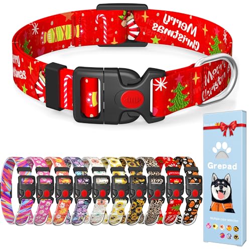 Grepad Hundehalsband mit Blumenmuster für kleine, mittelgroße und große Hunde, weiches Muster, verstellbar, mit Schnellverschluss-Sicherheitsschnalle für Welpen, Rassen, Jungen, Weihnachten, L Grepad Hundehalsband mit Blumenmuster für kleine, mittelgroße und große Hunde, weiches Muster, verstellbar, mit Schnellverschluss-Sicherheitsschnalle für Welpen, Rassen, Jungen, Weihnachten, L von Grepad