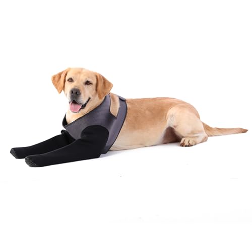 Hundesocken, um das Lecken von Pfoten zu verhindern, atmungsaktive Beinmanschette gegen Lecken und Beißen, fester und sicherer Schutz von Wunden, Hunde-Wiederherstellungssocken (grau, groß) von Grettytling