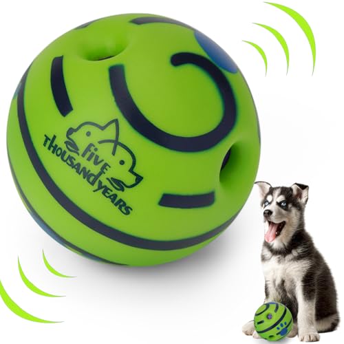 Interaktiver Kicherball - Quietschendes Hundespielzeug für kleine bis mittelgroße Hunde, Kauball zum Training, Herden, Spielen im Innen- und Außenbereich (Grün, 10,9 cm) von Grexenta