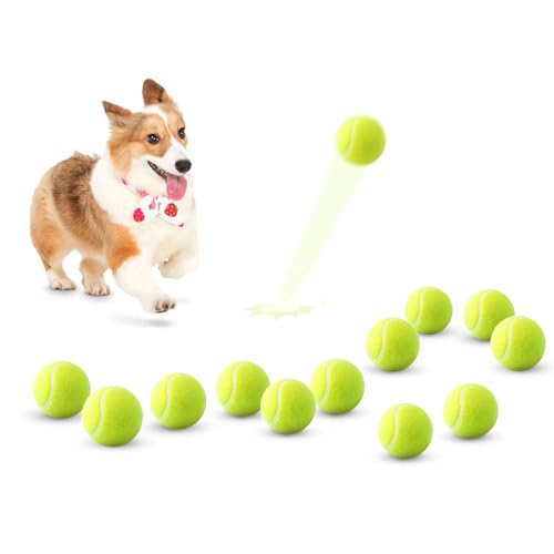 Grezea Tennisbälle für Hunde, 5.1 cm Hunde-Tennisbälle passend für kleine, mittelgroße Hunde, Hundebälle zum Apportieren, passend für alle 5.1 cm Hundeballwerfer (12 Stück) von Grezea