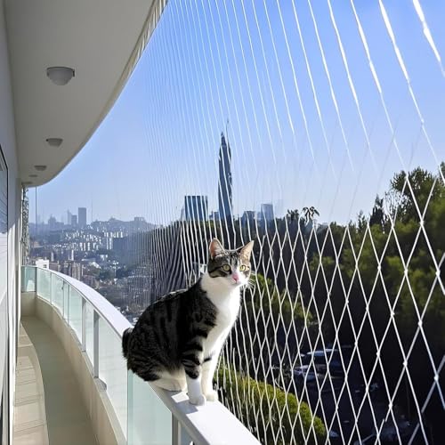 Grillix 3 x 10 m Katzennetz, unsichtbarer Schutz für Balkon, Katzen, mit verstärktem Draht, bissfest, UV-beständig und witterungsbeständig, für Balkon, Treppen, Terrasse und Fenster (weiß) von Grillix