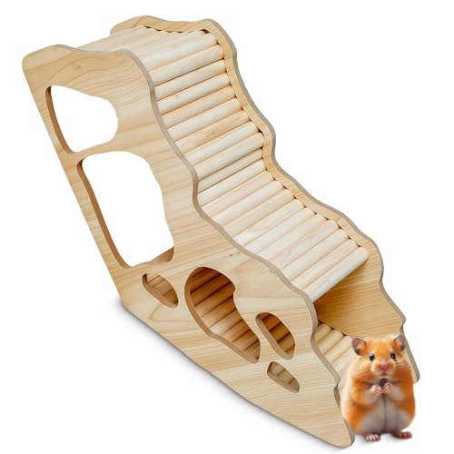 Grillix Kletterleiter für Hamster, Hamster Haus aus Holz, Hamster Tunnel, Hamsterhaus Hamster Versteck, Kletterspielzeug aus Holz und Dekoration für Brückenkäfige von Grillix