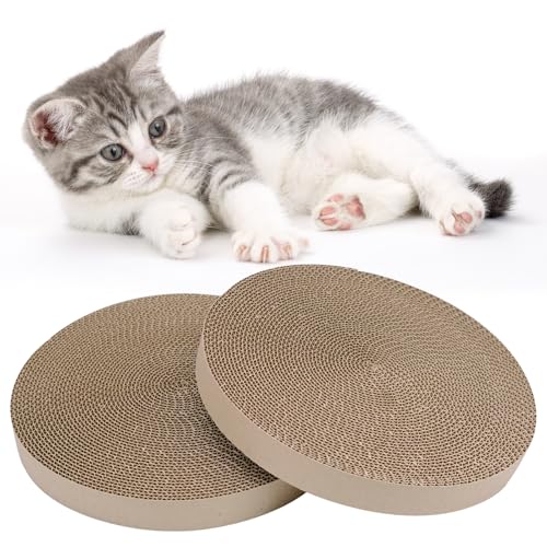 Griwuut Kratzunterlage für Katzen,Karton für Katzen,2 Stück runde Katzenkratzer-Nachfüllpackung,Reusable Wellpappe Katzenkratzer Griwuut Kratzunterlage für Katzen,Karton für Katzen,2 Stück runde Katzenkratzer-Nachfüllpackung,Reusable Wellpappe Katzenkratzer von Griwuut