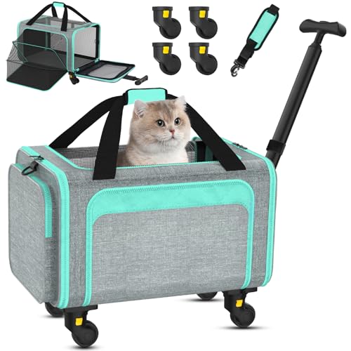 3-in-1 verbesserte Haustier-Tragetasche mit Rollen, 45,7 x 27,9 x 27,9 cm, TSA-Airline genehmigt, Katzentrage auf Rädern für kleine Katzen bis zu 6,8 kg, rollende Haustier-Tragetasche, weiche 3-in-1 verbesserte Haustier-Tragetasche mit Rollen, 45,7 x 27,9 x 27,9 cm, TSA-Airline genehmigt, Katzentrage auf Rädern für kleine Katzen bis zu 6,8 kg, rollende Haustier-Tragetasche, weiche von Grolomge