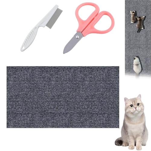 Asisumption Cat Scratching Mat,Cat Couch Protector,Wall Cat Scratcher,Trimmable Self-Adhesive Cat Couch Protector for Cat Wall Furniture (A, 11.8in*3.28 ft) von Grolomo