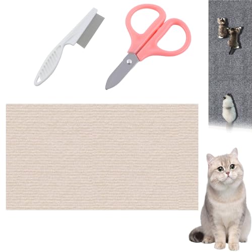 Asisumption Cat Scratching Mat,Cat Couch Protector,Wall Cat Scratcher,Trimmable Self-Adhesive Cat Couch Protector for Cat Wall Furniture (B, 11.8in*3.28 ft) von Grolomo