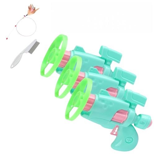 Celerypets Light-Up Flying Disc Cat Launcher Set,2025 New Celery Pets Cat Fetch Toy With Colorful Flying Propellers Set, Pet Tracks Chasing Flying Saucer Toy For Pet Training And Chasing (3pcs) von Grolomo
