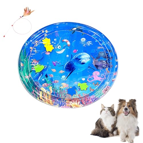 Grolomo Ocean Breeze Splashland Cat Toy,2025 New Ocean Breeze Splashland for Cats,Cat Water Sensory Play Mat,Thickened Water Mat for Cat Dog, Easy to Inflate and Fill with Water, for Summer (B) von Grolomo
