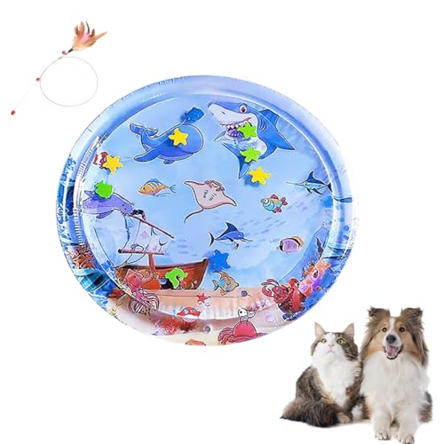 Grolomo Ocean Breeze Splashland Cat Toy,2025 New Ocean Breeze Splashland for Cats,Cat Water Sensory Play Mat,Thickened Water Mat for Cat Dog, Easy to Inflate and Fill with Water, for Summer (D) von Grolomo