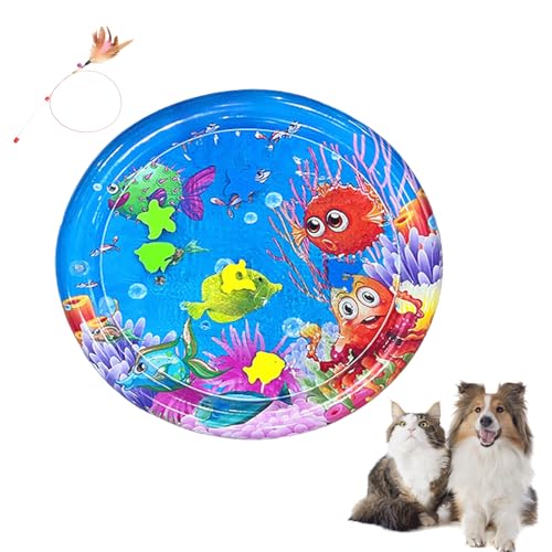 Grolomo Ocean Breeze Splashland Cat Toy,2025 New Ocean Breeze Splashland for Cats,Cat Water Sensory Play Mat,Thickened Water Mat for Cat Dog, Easy to Inflate and Fill with Water, for Summer (E) von Grolomo
