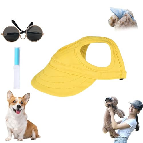 Outdoor Sun Protection Hood for Dogs,Pet Dog Sun Protection Visor Hat,Dog Sun Hat,Dog Baseball Hat,Adjustable Dog Sun Hat with Ear Holes,Outdoor Sport Sun Cap for Small Dogs (E, M) von Grolomo